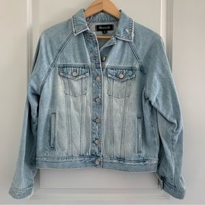 Madewell Raglan Oversized Denim Jean Jacket in Bristol Wash